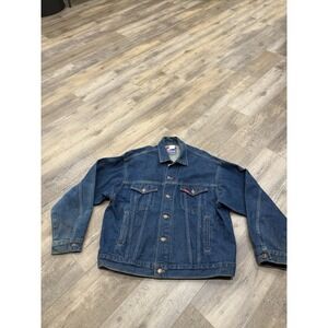 VTG 70s Mens Big Smith Dark Denim Chore Coat Barn Jacket Large Made USA